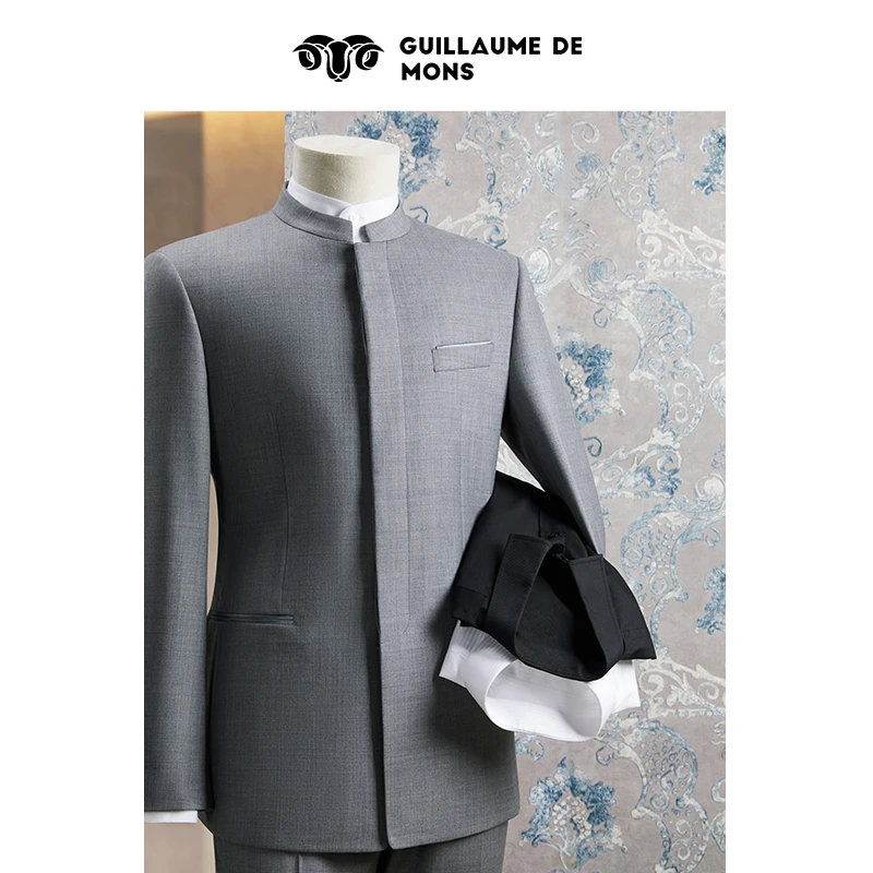 澳嘉男士中山装青年中华立领商务西装中式宴会礼服中国风西服套装