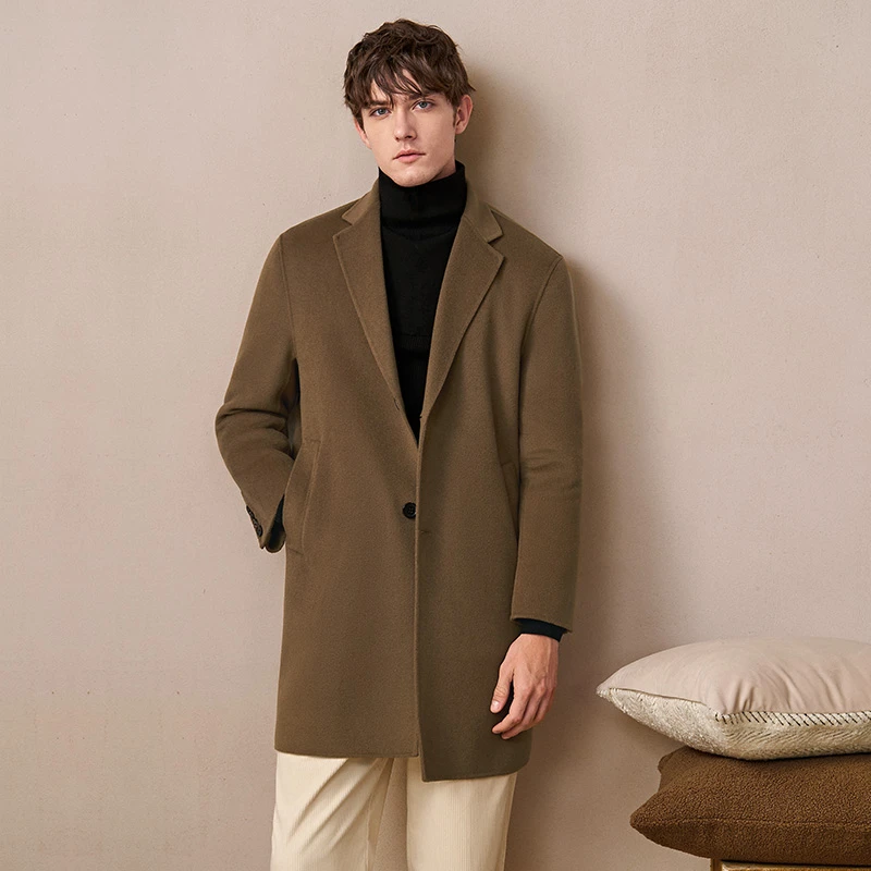 【澳嘉】加厚冬季大码羊毛呢子大衣男士中长款呢子风衣毛呢外套男