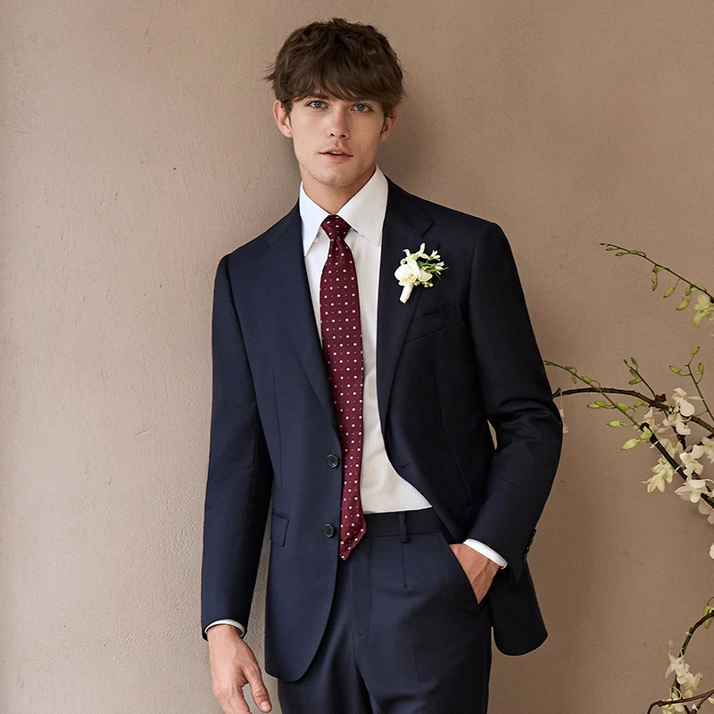 澳嘉西服套装男结婚新郎服西装 礼服商务正装高端VBC纯羊毛西服