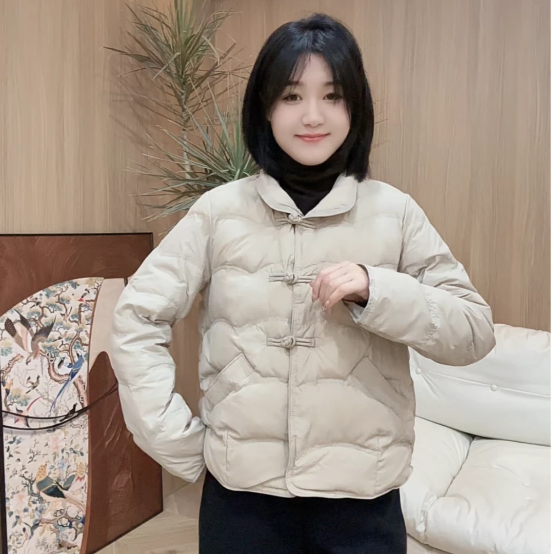冬季新中式短款羽绒服S24107轻薄翻领复古休闲百搭保暖加厚女士