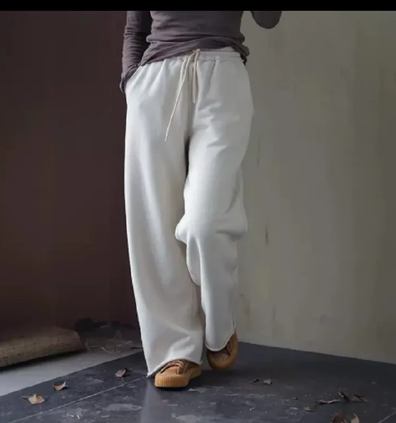 BRCP/布然初品冬季直筒裤S24100汉麻棉直筒宽松休闲百搭抽绳纯色
