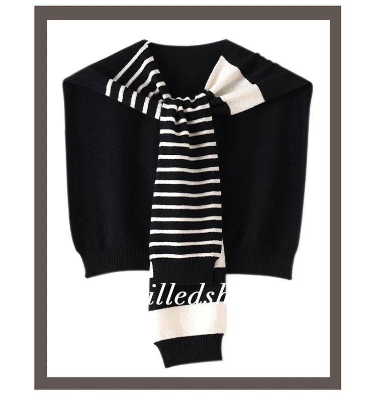 纯羊毛不对称条纹披肩外搭配衬衣斗篷围巾男女