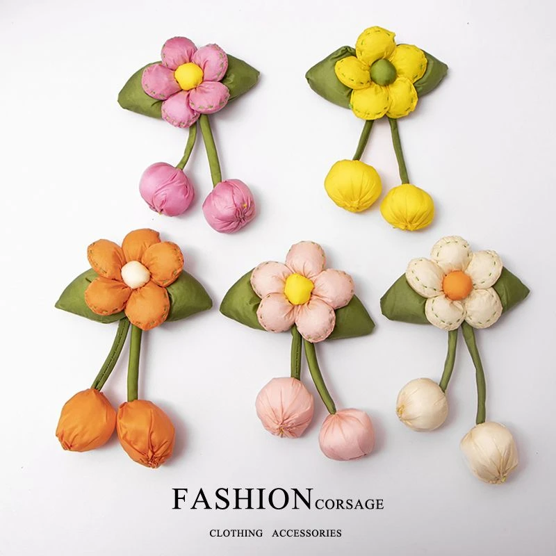 钛钢布艺胸针 太阳花布艺胸针向日葵新潮卡通别针女可爱背包装饰