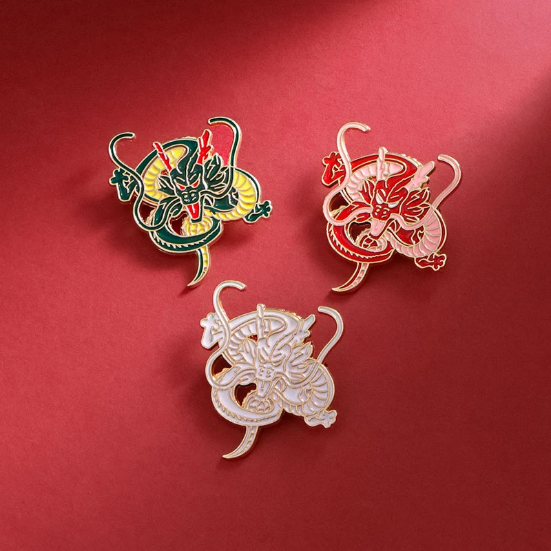 合金胸针 中国风胸针龙形图案国潮风生肖学生衣服书包笔袋装饰品