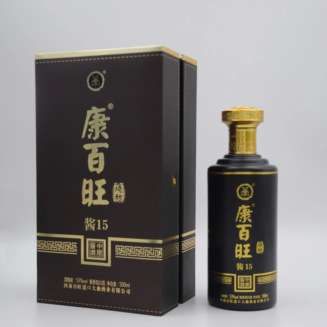 百旺道口大麯酱十五白酒礼盒装酱香型酒业六瓶装53度500ml