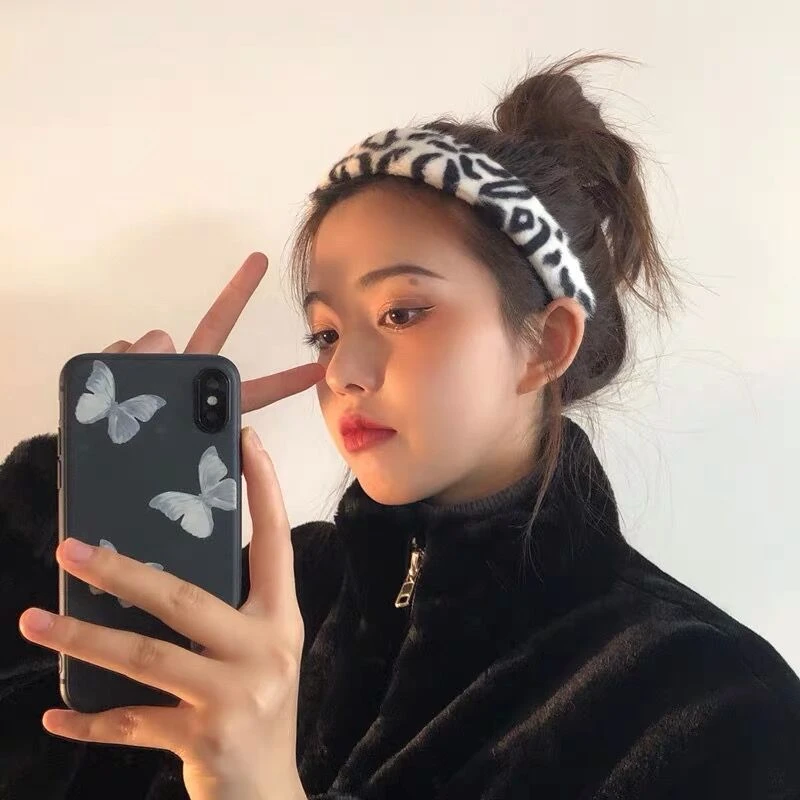 复古气质豹纹发箍网红毛绒绒箍宽边发卡秋冬仿皮草发饰女饰潮