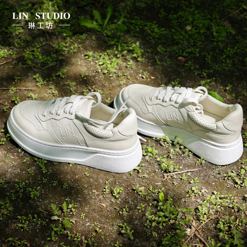 【微瑕疵7折 不退换】琳工坊3.5cm雪泥小白鞋时尚休闲唐琳设计师