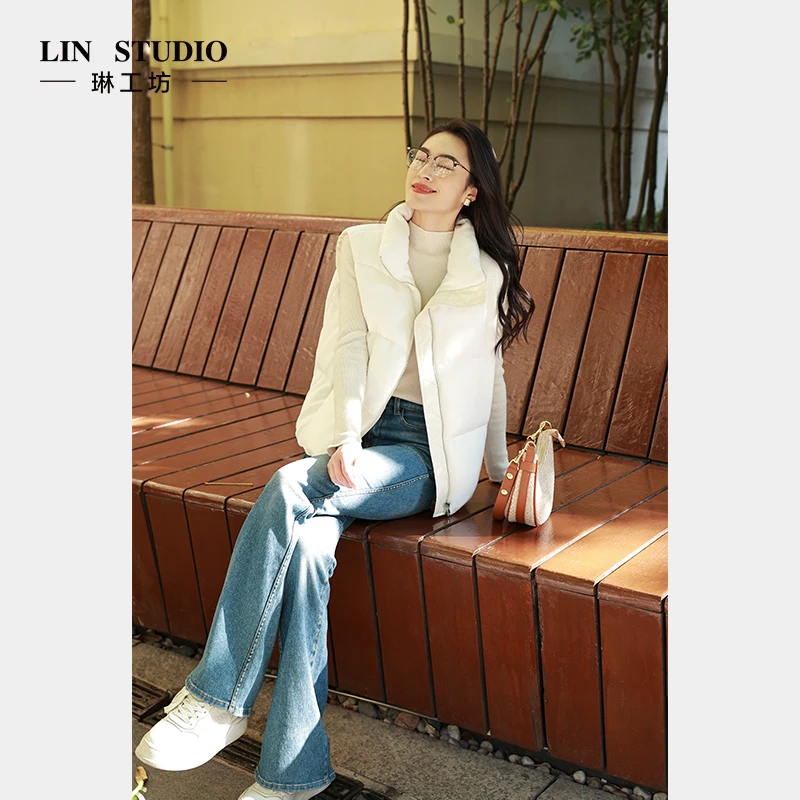 【95级别白鹅绒】琳工坊云池白色羽绒马甲时尚休闲保暖冬装唐琳设计