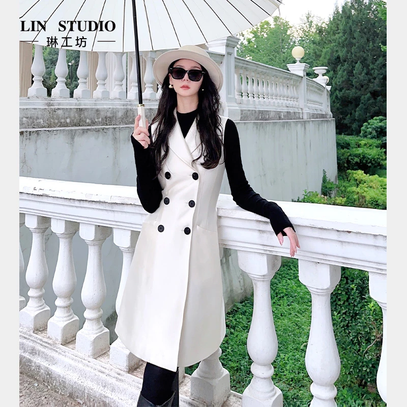 【绵羊毛+桑蚕丝】琳工坊梅须白色马甲老钱时尚优雅轻奢唐琳设计