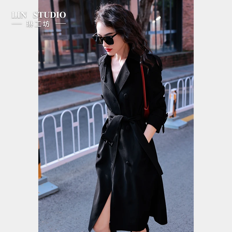 琳工坊思弦黑色风衣气质优雅时尚老钱风腔调显瘦新款唐琳设计师
