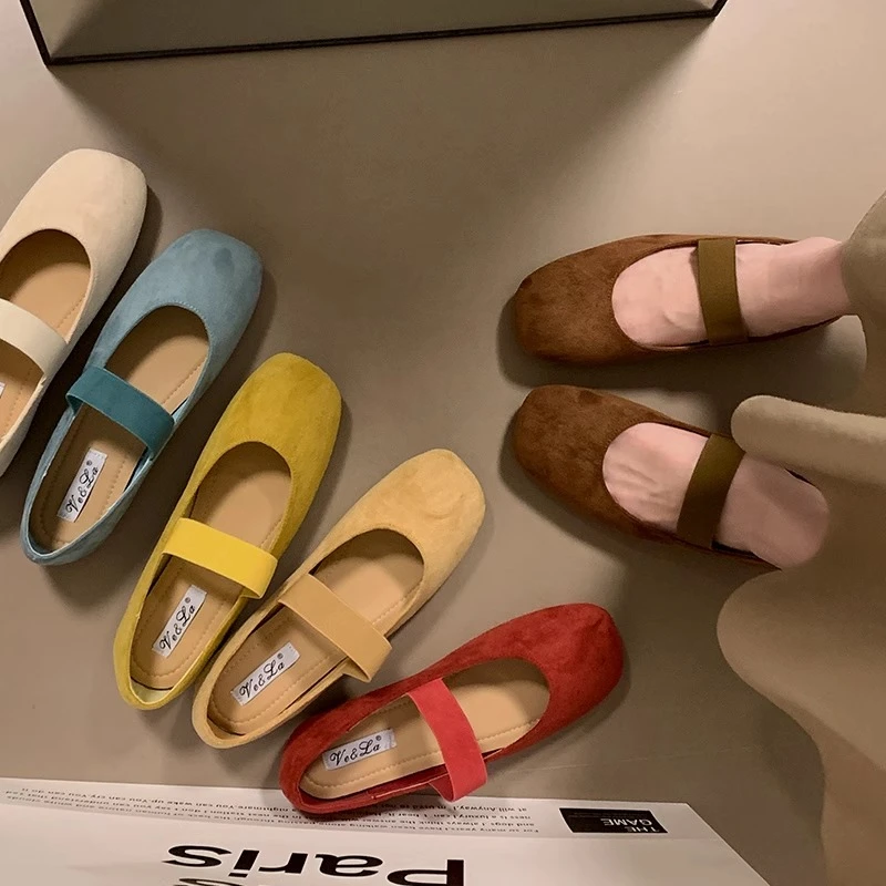 平底复古小红色单鞋仙女鞋子2024新款夏季芭蕾舞鞋配裙子玛丽珍鞋