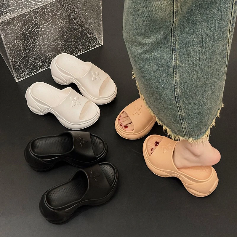 松糕厚底十字花9CM高跟厚底拖鞋女夏季新款 2024新款沙滩凉拖鞋女