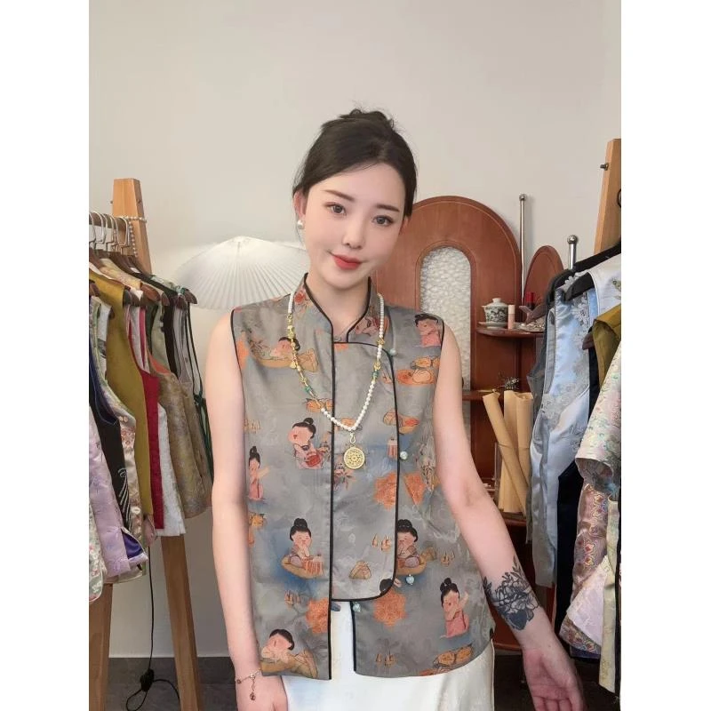 李李【小唐人】常熟新中式提花马甲夏季马甲