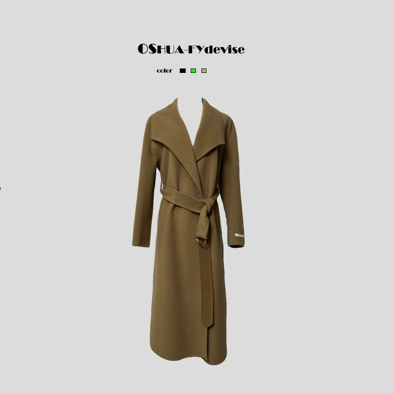 Oshua.FYdevise 莫斯科秀场 专柜定制时尚羊毛双面呢长款大衣外套