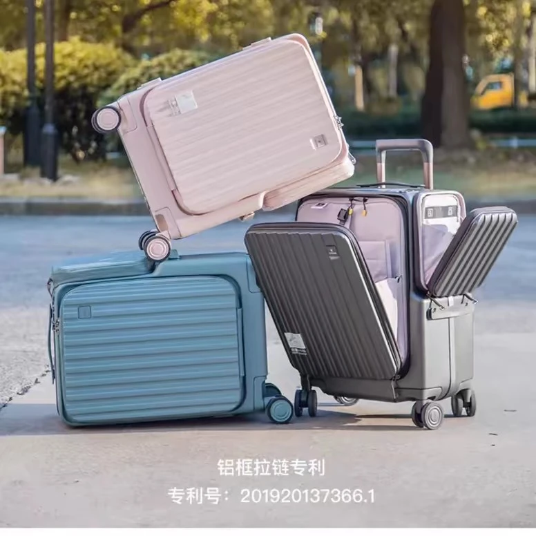 CROWN皇冠正品前开盖铝框拉链行李箱拉杆箱20寸皇冠行李箱