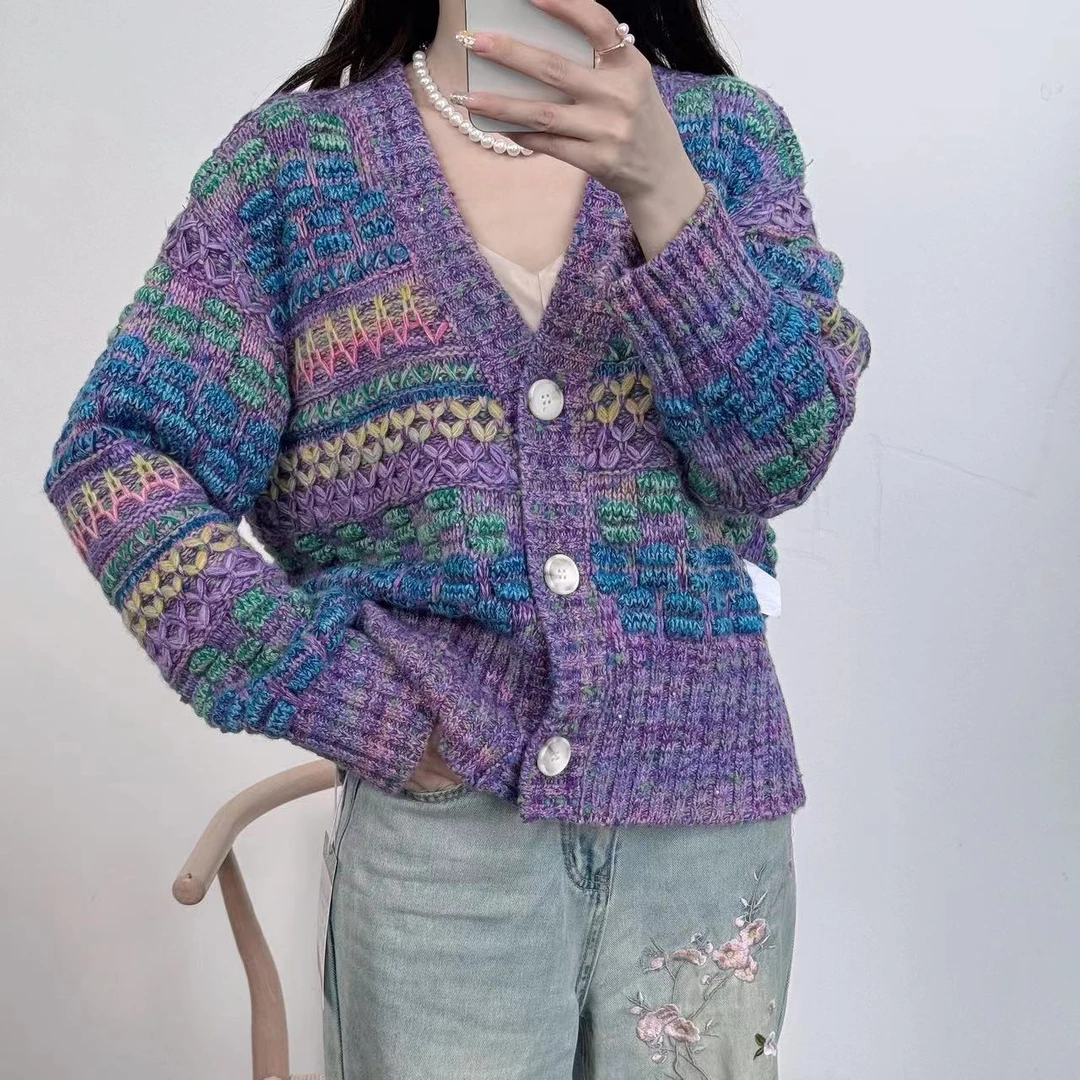 【卡诗米羊绒】24303潮牌时尚女款针织宽松慵懒风上衣