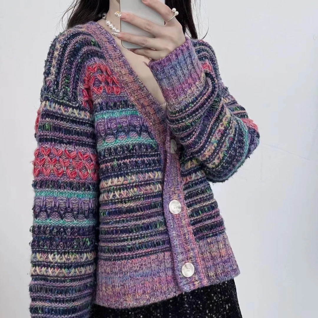 【卡诗米羊绒】8580时尚女款针织宽松慵懒风上衣