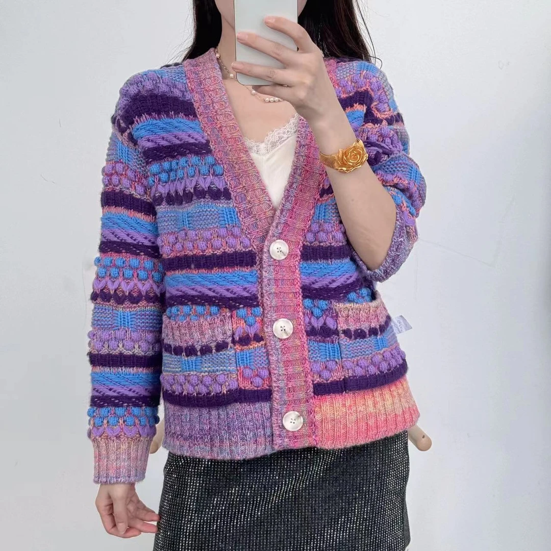 【卡诗米羊绒】24342时尚女款针织宽松慵懒风上衣