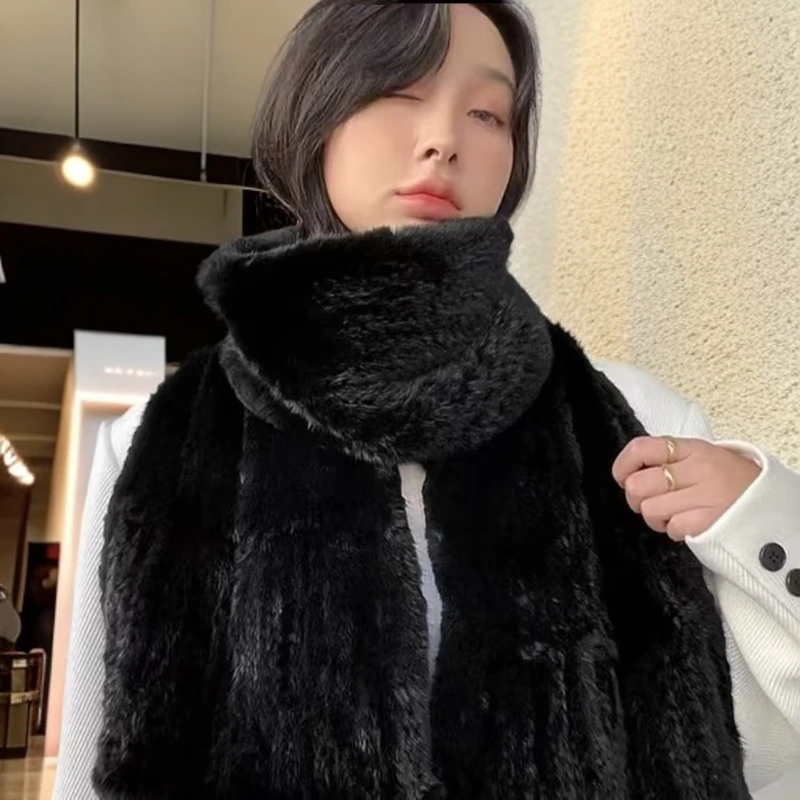 新款貂皮围巾水貂毛围脖脖套裘皮毛领子真皮真毛加厚保暖