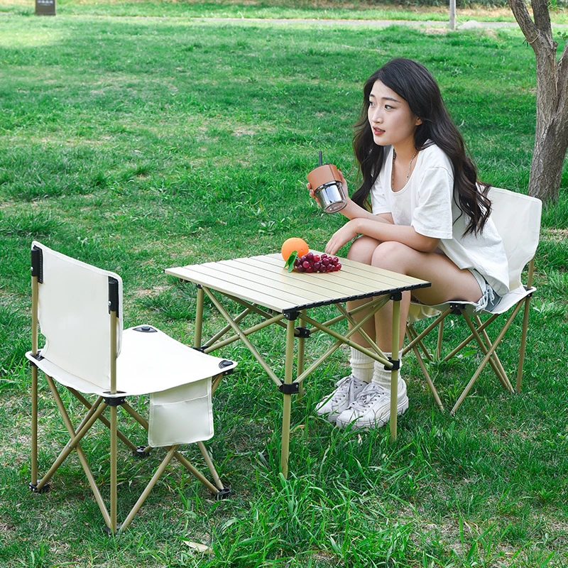 户外露营折叠升降桌椅全地行可折叠野餐露营便携桌椅便携桌椅套装