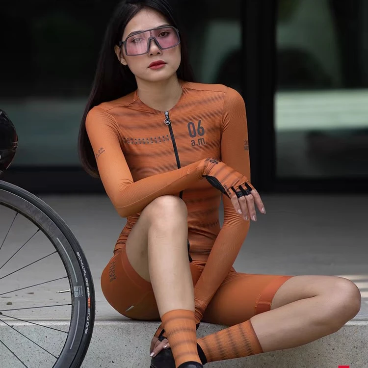 Monton脉腾夏季女长袖骑行服 防晒透气柔软 单车长车衣时间轴