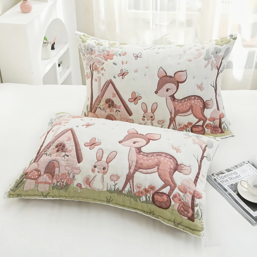 【童话森林枕巾】50*80cm柔软亲肤透气棉纱枕巾