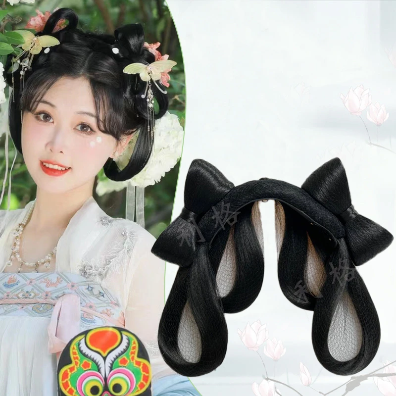 古装汉服假发髻头饰古装新款蝴蝶结可爱女子盘发造型古风发包发饰