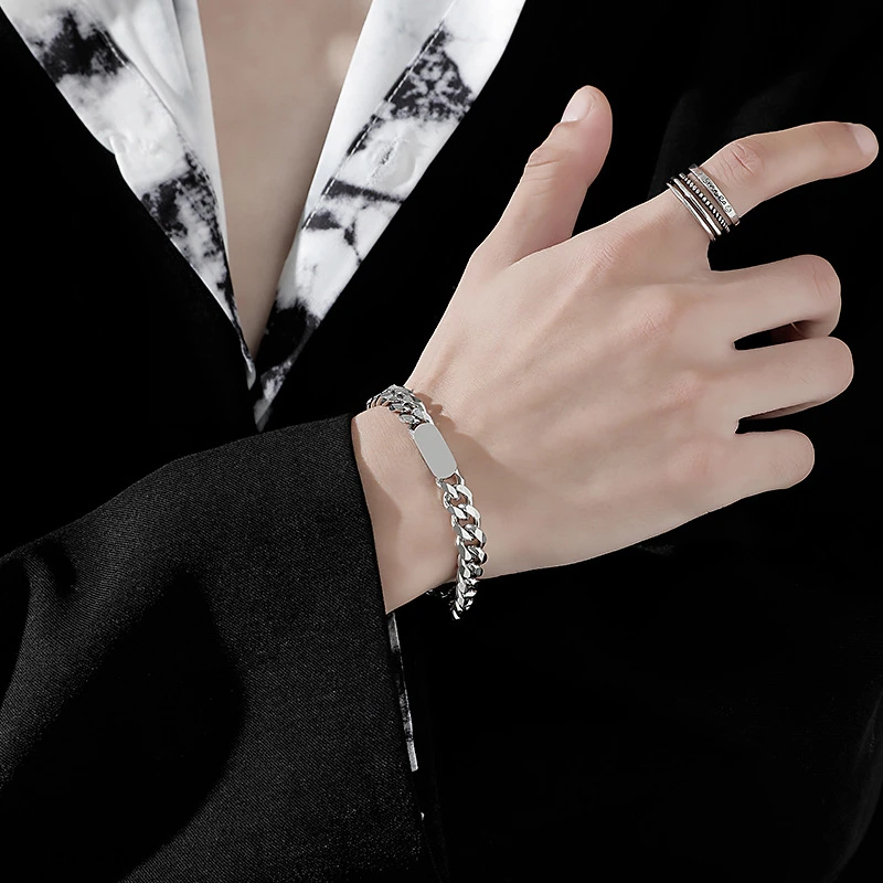 钛钢手链 古巴手链男款小众设计高级感钛钢男生手镯潮简单手饰品