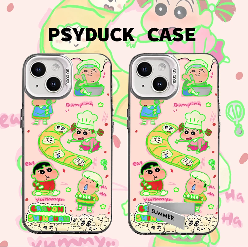 适用苹果16华为一加iQOO小米小新妮妮包饺子彩银动漫防摔手机壳