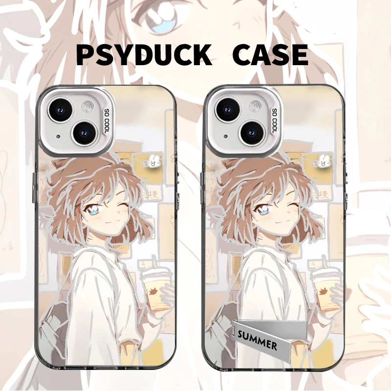 适用苹果华为一加iQOO小米灰原哀彩银白底动漫全包防摔手机壳ins