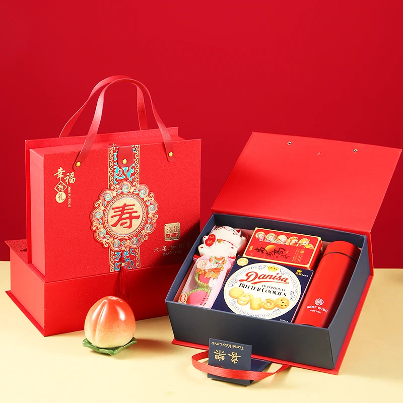 老人祝寿过寿伴手礼5060岁7890岁生日礼物盒做寿宴礼品喜饼大礼包
