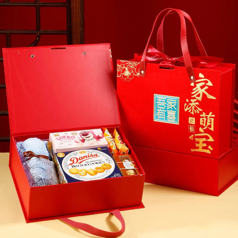 满月伴手礼百日宴生孩子喜蛋礼盒中式诞生百天十周岁喜面生日礼包