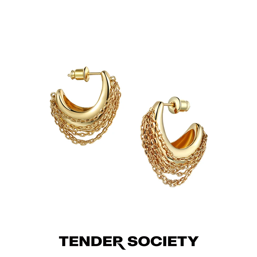 tender society 铜合金耳饰 Catena系列流苏耳环金/银色小众轻奢