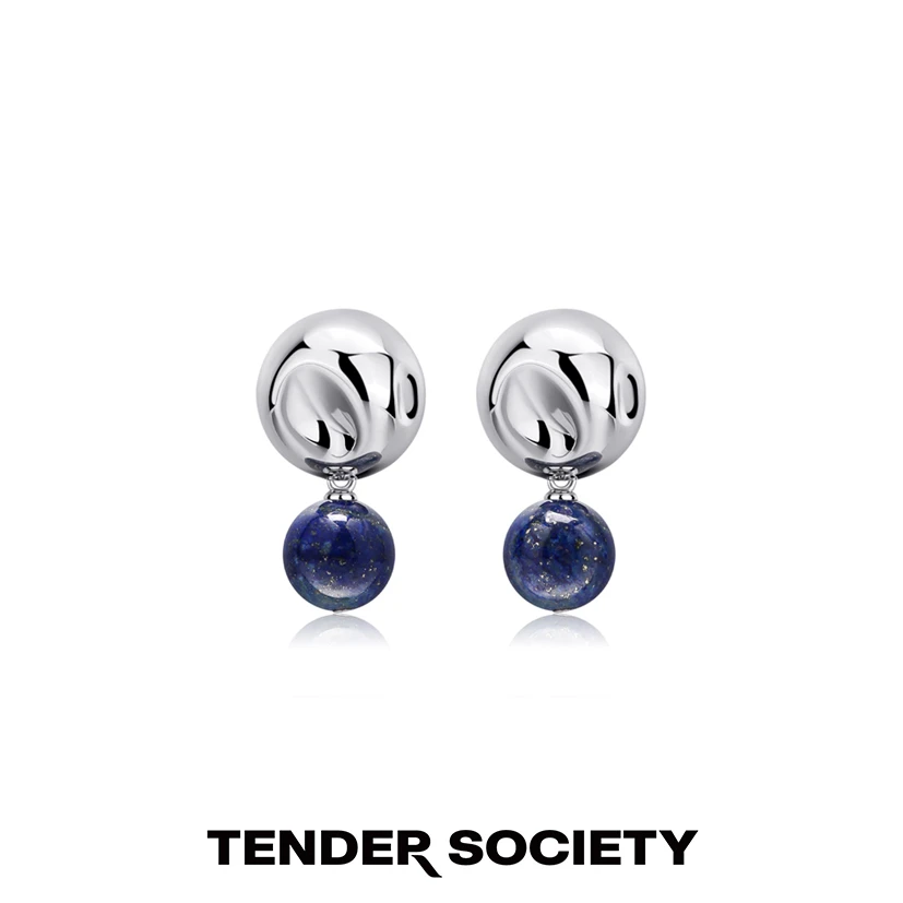 tender society 铜合金耳饰 Tensi系列蓝色银球项链/耳钉新中式风