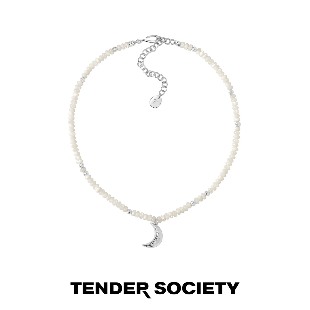 tender society 铜合金手链 明镜系列锤纹月亮串珠项链/手链/耳钉
