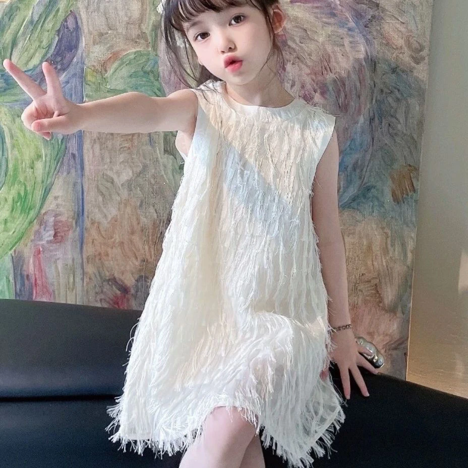 【2024夏装新款】女童连衣裙儿童背心公主裙宝宝超仙流苏蝴蝶结裙子