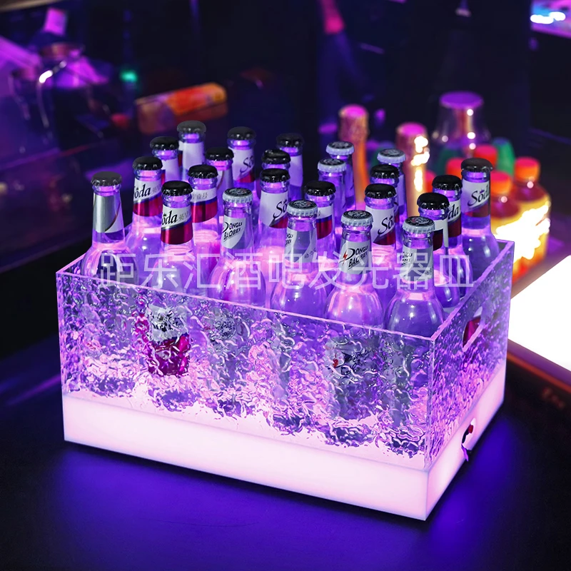 酒吧KTVPC耐摔发光冰桶网红创意亚克力冰纹大号24支商用啤酒桶