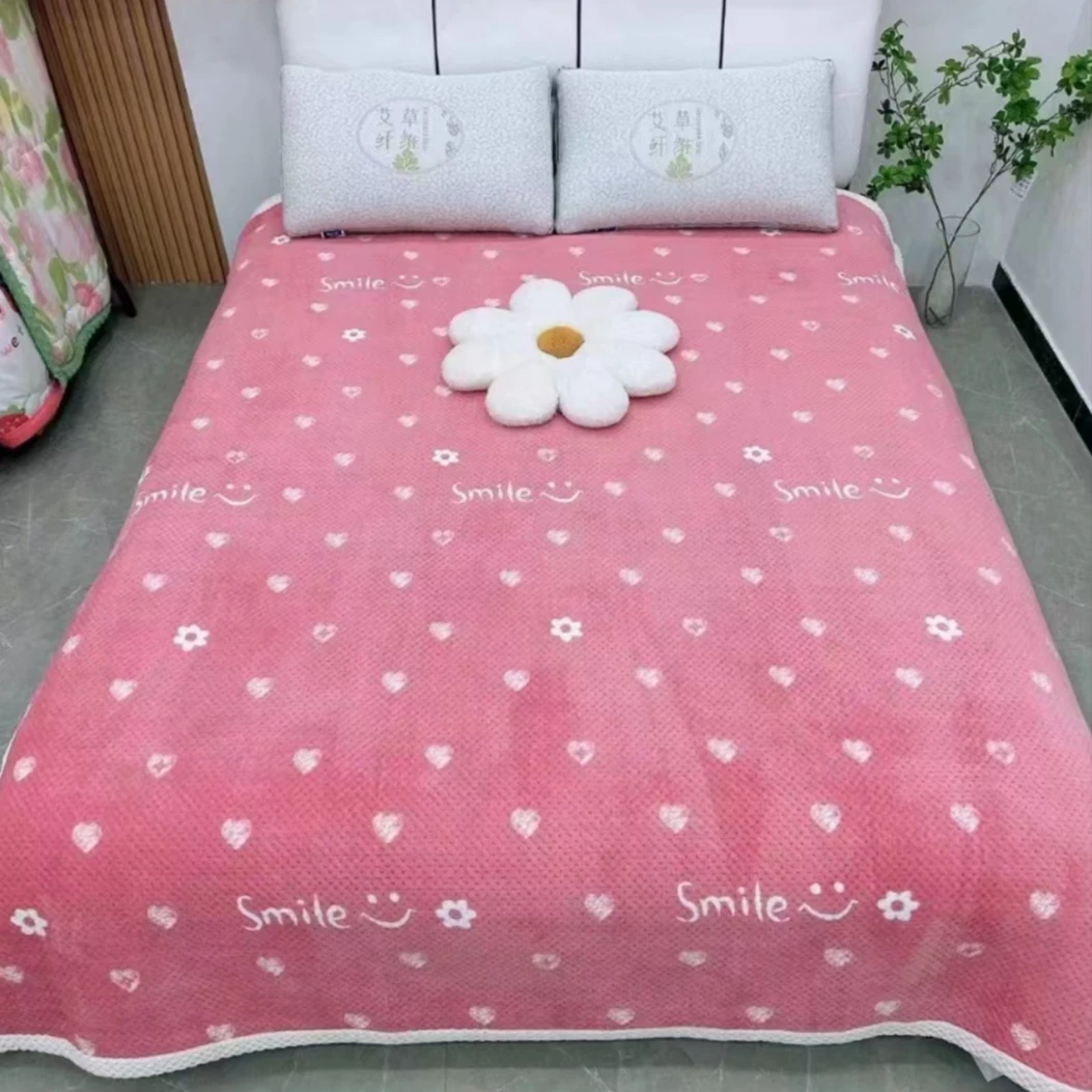 【秋冬】贝贝绒粉色多功能双面三层加厚防滑亲肤大床加大水晶绒奶绒