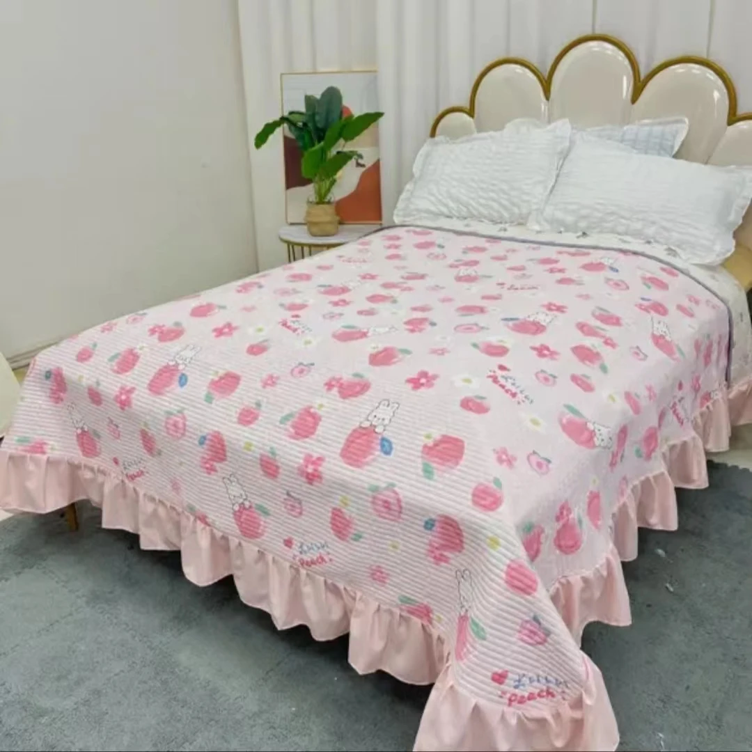 【新款爆款】四季床盖花边仙女亲肤加厚夹棉粉色韩式小清新