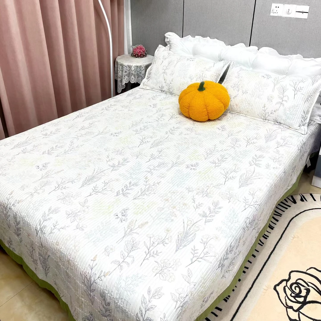 1.5米水洗棉床盖双面双层夹棉加厚布床绗缝可机洗