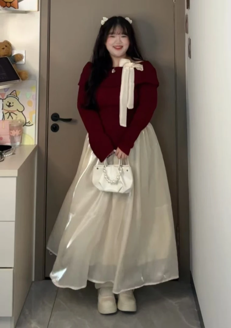 法式富家千金套装女秋冬新款小香风气质红色上衣半身裙两件套