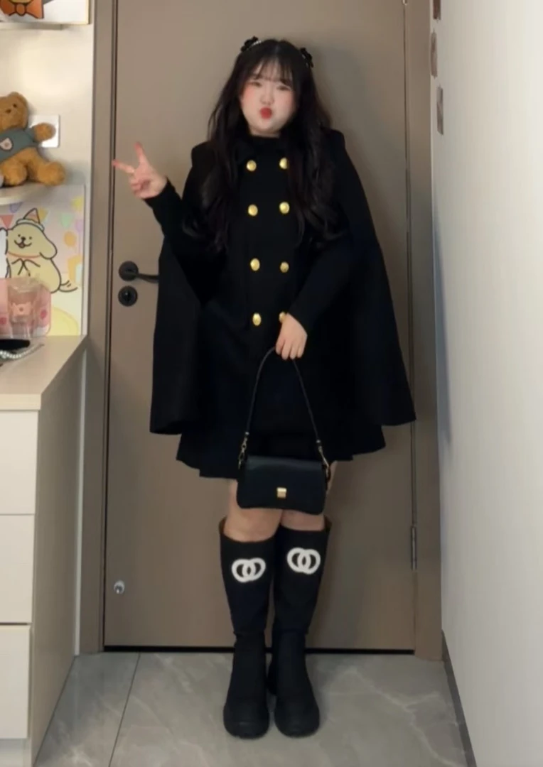 财阀千金韩系高级感超好看斗篷外套今年流行西装呢子大衣秋冬