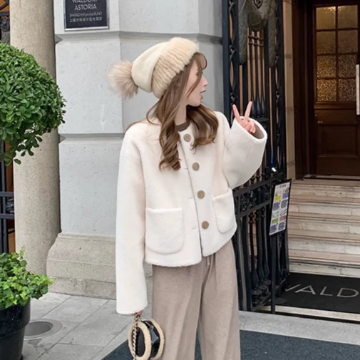 反季福利款 宽松加厚短款圆领小香风小个子韩版休闲时尚气质外套