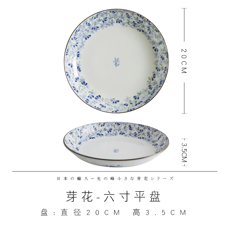 小蓝芽日本进口芽花日式餐具光峰碗碟套装家用陶瓷饭碗面碗汤碗