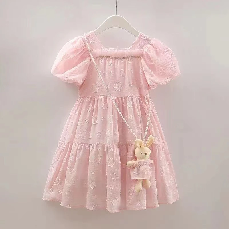 双十一公主风女童夏季连衣裙百搭时尚洋气泡泡袖女孩夏款甜美