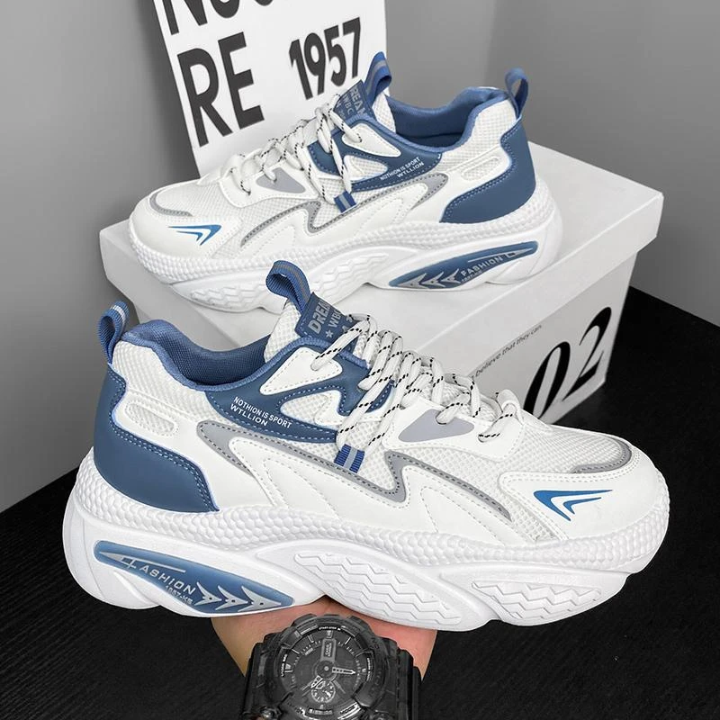 新款时尚男鞋季透气休闲运动内增高厚底青少年百搭小白老爹潮鞋凡