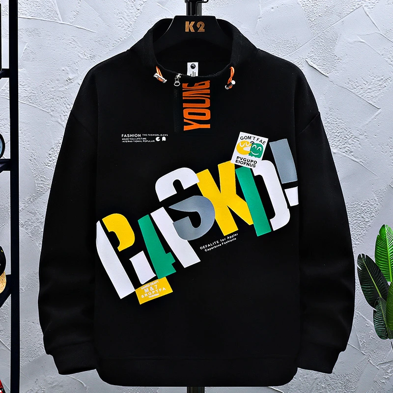 青少年男孩初高中学生春秋季长袖休闲宽松潮流卫衣打底衫大童上衣