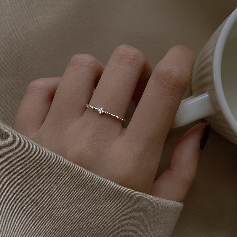 925银戒指 925纯银四叶草戒指女2025年新款潮小众开口可调节指环