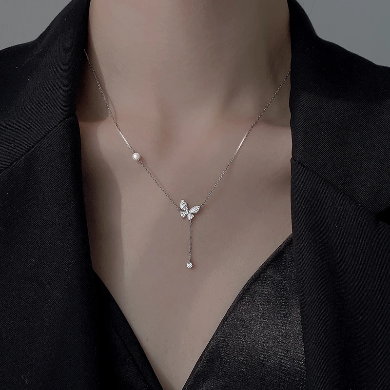 链子925银 925纯银蝴蝶项链女2025年新款爆款轻奢小众设计锁骨链