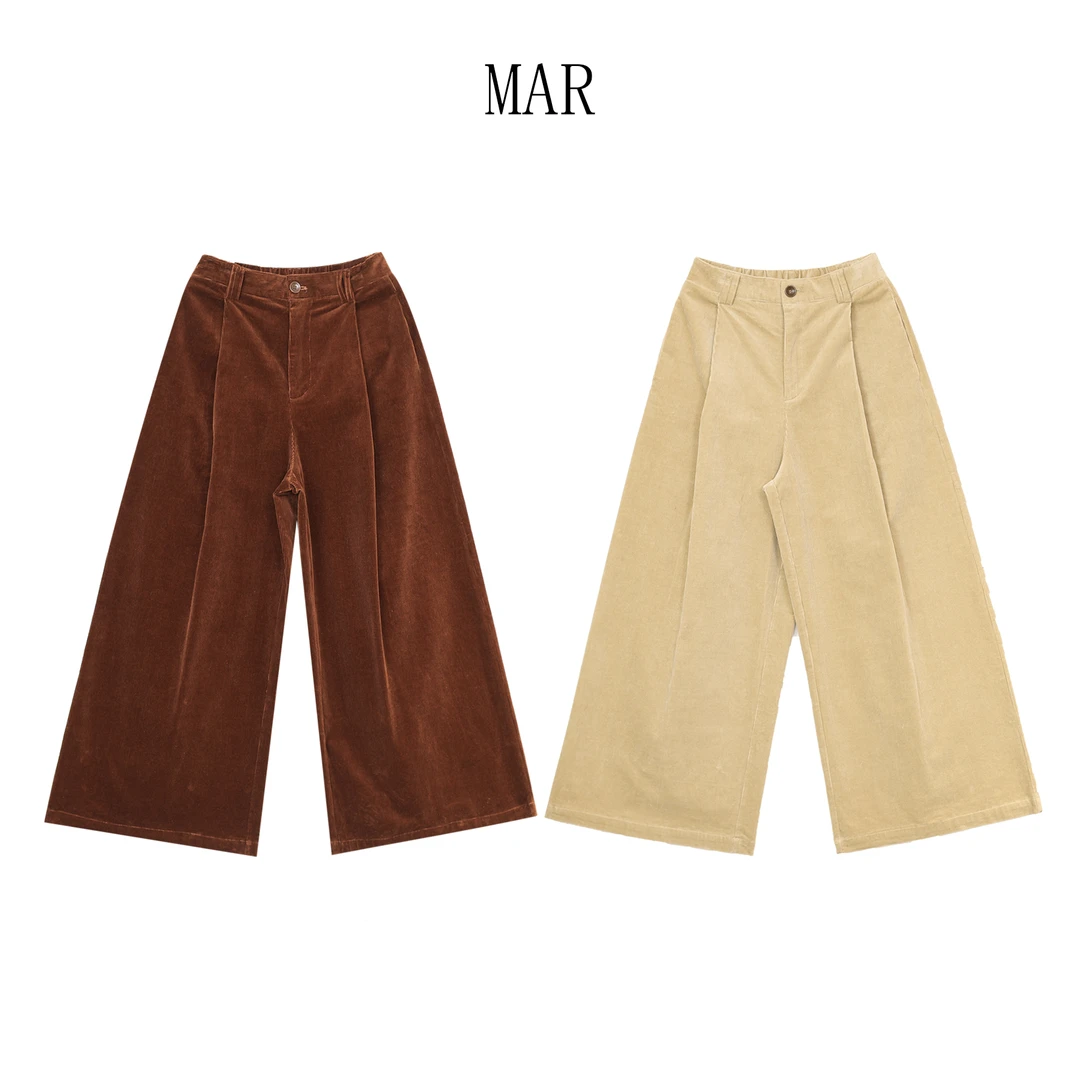 MAR 2024阔腿裤女秋冬直筒灯芯绒休闲极简裤MAR002